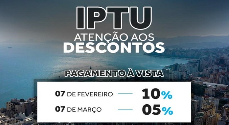 Pagamento do IPTU com 10% de desconto pode ser feito até segunda-feira (7)